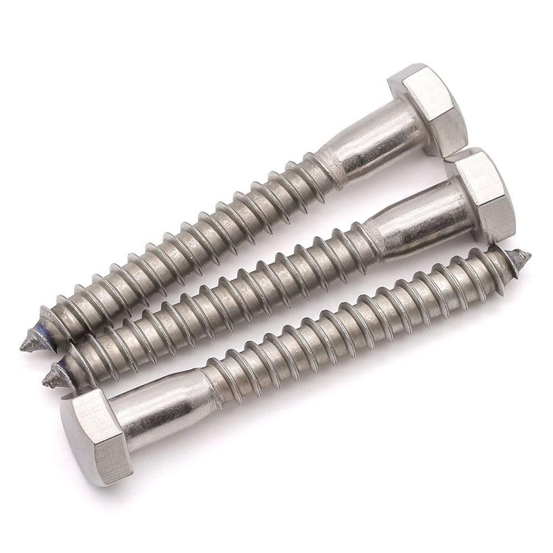 M8 x 65mm Hex Lag Screws, 304 Stainless Steel 18-8, Partial Thread Coverage, 10 pcs M8 x 65mm