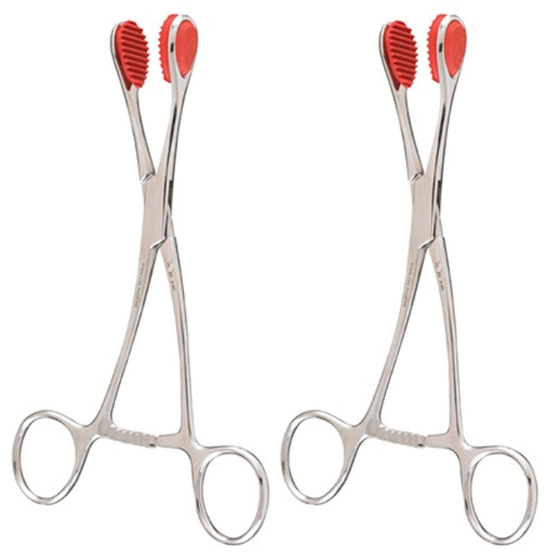 2 Pcs Young Tongue Forceps Curved Surgical Oral Medical Clamp - Seizing Forceps with Rubber Jaws Clamp Stainless Steel Surgical Instruments
