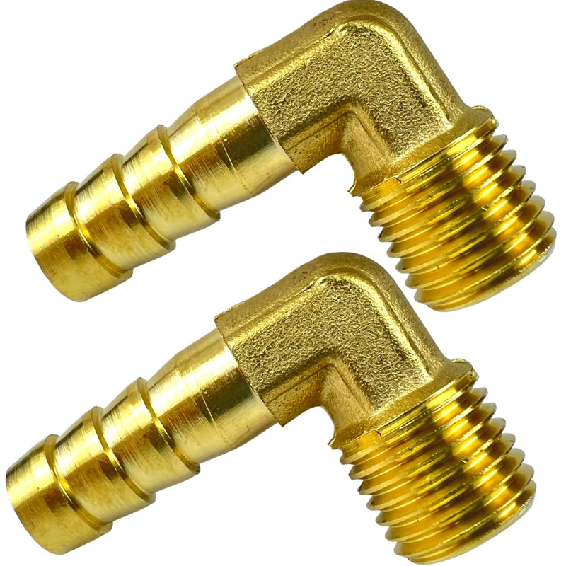 2pcs 90 Degree Elbow 3/8" Hose Barb to 1/4" NPT Male Brass Fitting by CX WONDERLAND 3/8" Hose Barb x 1/4" NPT Male