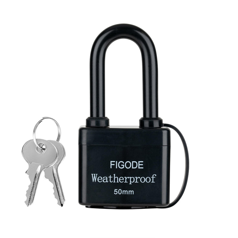 FIGODE® Outdoor Waterproof Padlock, Covered Heavy Duty Laminated Steel Keyed Lock, 2.2 in. Wide, Long Padlock 1 PACK LONG