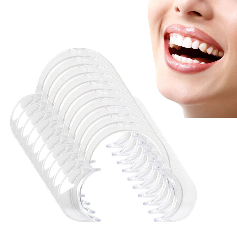 10 Pieces C-Shape Cheek Retractor, Disposable Mouth Opener for Dental Teeth Whitening Mouth Guard or Speak Out Game (White M) White M