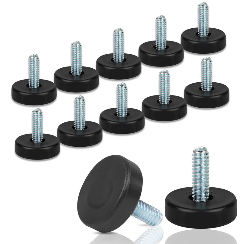 1/4" Thread Furniture Feet Levelers, 12 PCS Adjustable Furniture Feet Threaded Screw in, Leveling Feet Screw On Furniture Glide Leveling for Table, Cabinets, Chairs, Stool Legs 1/4"-20