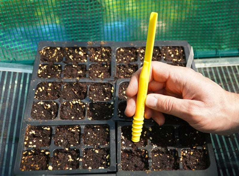 Dibby Seed Sowing Garden Tool Dibber Planter Transplanter – Sow Seeds at the Right Depth – Easily Transplant Delicate Seedlings (Dibby XL) Yellow Dibby XL