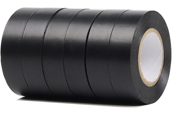 ROSEUP 6-Pack Black Electrical Tape, 3/4 in x 66ft, Professional Flame Retardant Waterproof PVC Electrical Insulation Tape