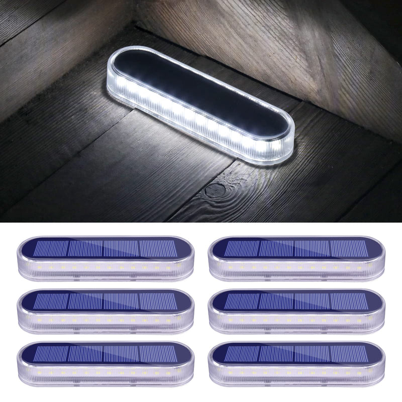 Honalia Solar Deck Dock Driveway Lights Outdoor Solar Powered Waterproof, Cool White Driveway Markers Concrete Step Lights for Deck Stairs Dock Marine 6 Pack White-6 Pack