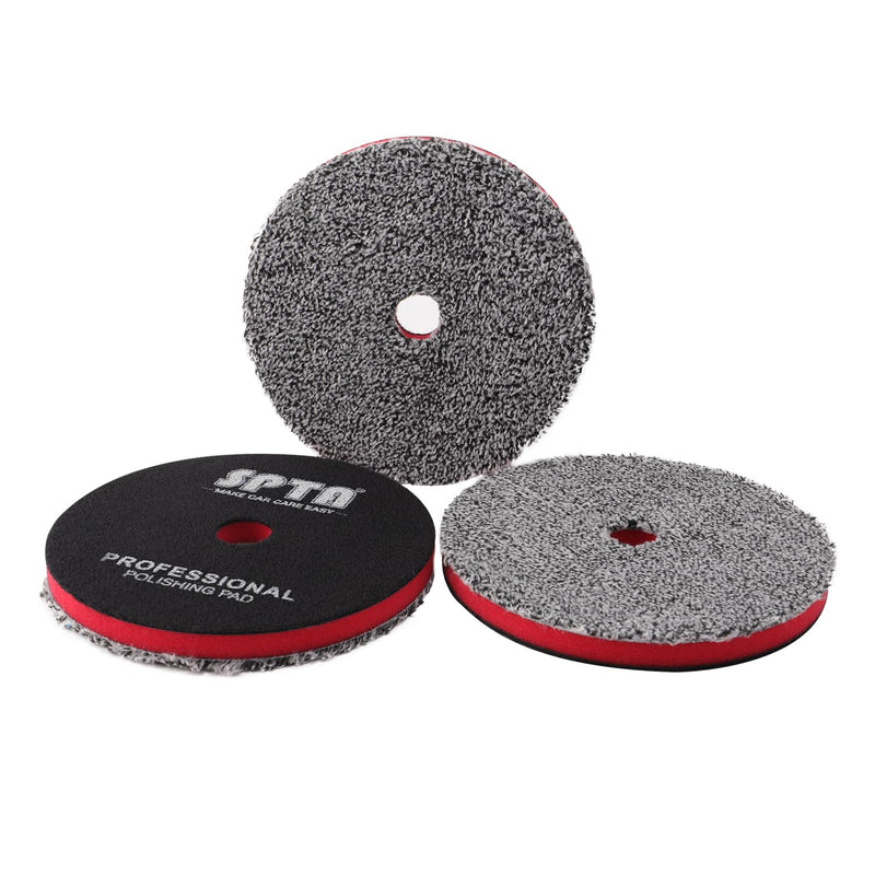 SPTA 5"(125MM) Microfiber Cutting Pads, 3PCS Soft Microfiber Wax Removal Pad, Detailing Wax Applicator Pad, for Waxing and Polishing&Scratch and Vortex Removal, Ultrafine Fiber Gray 5 Inch Sets