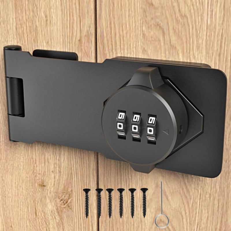 3-Digit Combination Lock, Black, Keyless, Zinc Alloy, Cabinet Door Latch, Easy DIY Installation, Wide Range of Uses