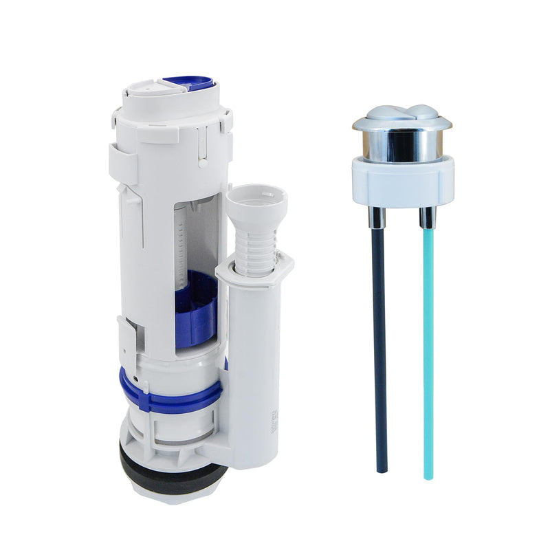 Dual Flush Valve & Push Button Replacement Parts and Assembly Fits Geberit & kohler Split Toilet Parts, with Top Push Button,Universal Toilet Tank Spare Kits White,2 Inches (11" Height)