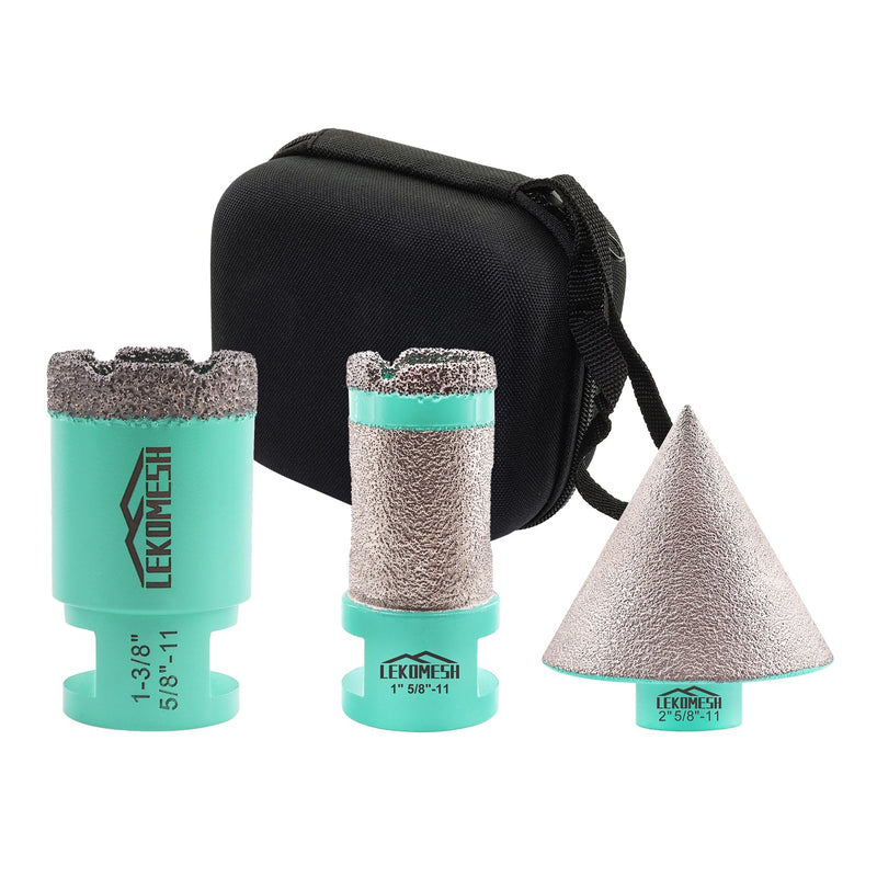 Diamond Core Drill Bits - 5/8"-11 Thread for Porcelain Tile, Ceramic, Marble, Brick, Concrete (35mm, 25mm, 50mm Chamfer Bits)