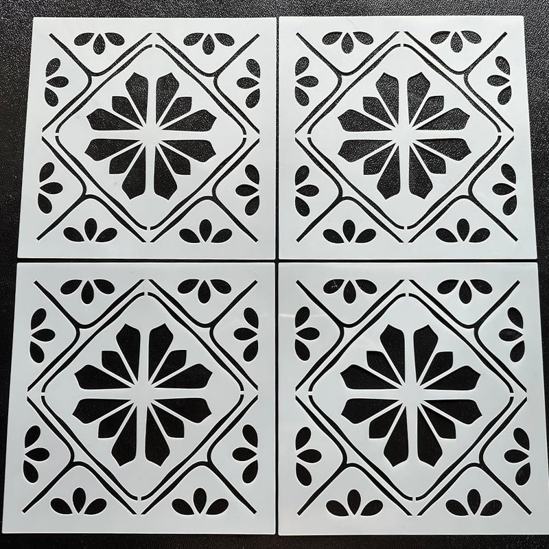 HELLATHUND 4Pcs Reusable Tile Stencils 12x12, Concrete Stencils for Patio, Large Stencils for Painting Floors, Wall Stencils for Painting (12x12inch) 12x12inch