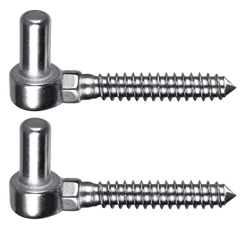 One-Piece Molding Chain Link Lag Screw Hinge, 304 Stainless Steel Post Side Wood Bolt Hinges for Wooden Gate or Post, Screw in Pin Hinge 5/8'' Lag Bolt Hinge (2Pcs, M16) M16-Eye Hinge-2pcs