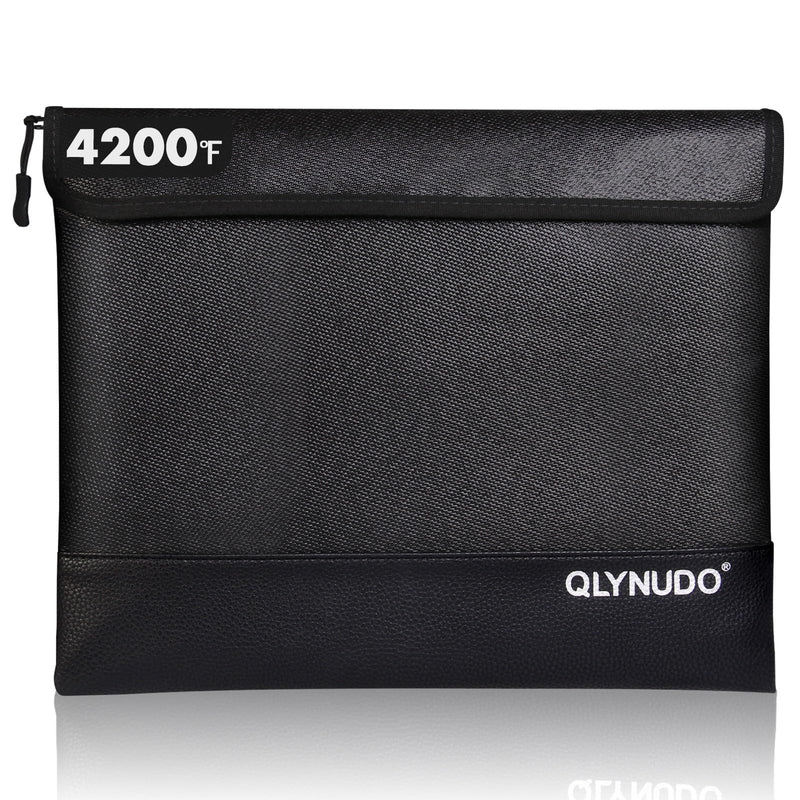 Fireproof Bag for Cash & Documents - A4 (11x13.3") Waterproof Fireproof Document Bag, 4200℉ Resistant, Reflective, Secure Protection for Valuables Large Black
