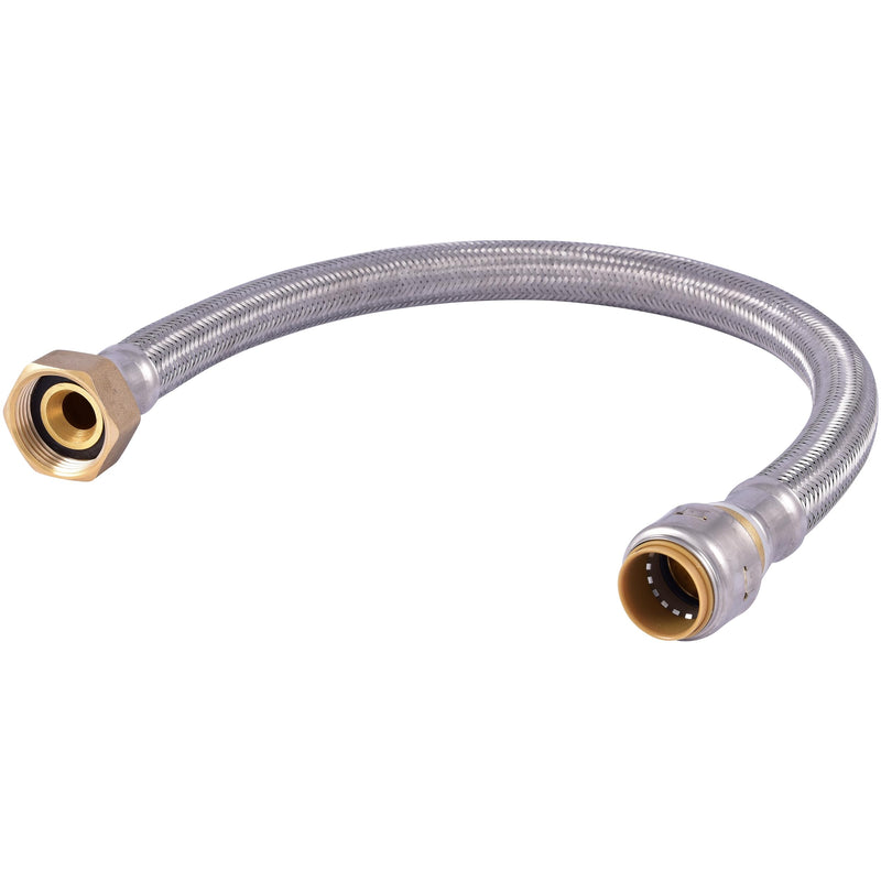 SharkBite Max 3/4 Inch x 1 Inch FIP x 24 Inch Stainless Steel Braided Flexible Water Softener Connector, Push to Connect Brass Plumbing Fitting, PEX Pipe, Copper, CPVC, PE-RT, HDPE, UR3086FX24 SharkBite Max