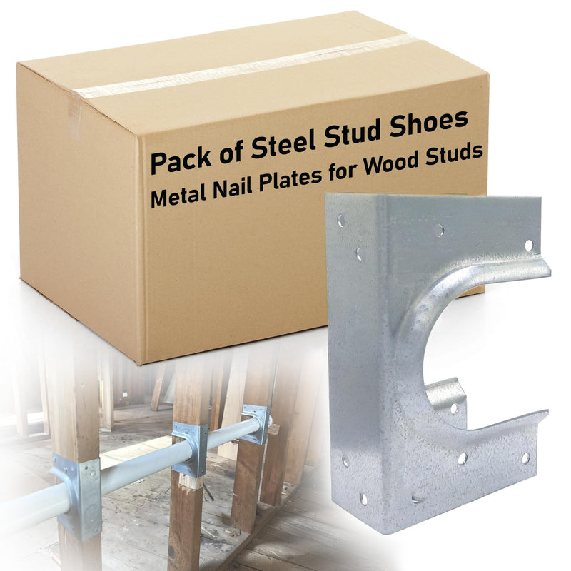 (5 Pack) Airmont Products AP-533-1, Metal Stud Shoes for Single Wood Studs, Fits up to 2-1/2 Inch Pipes, Reinforced Rib for Premium Durability and Extra Support, Width 1.5 Inches, Height 5.4 Inches