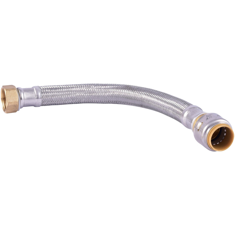 SharkBite Max 3/4 Inch x 3/4 Inch FIP x 12 Inch Stainless Steel Braided Flexible Water Heater Connector, Push to Connect Brass Plumbing Fitting, PEX Pipe, Copper, CPVC, PE-RT, HDPE, UR3088FX12 SharkBite Max 12 in.