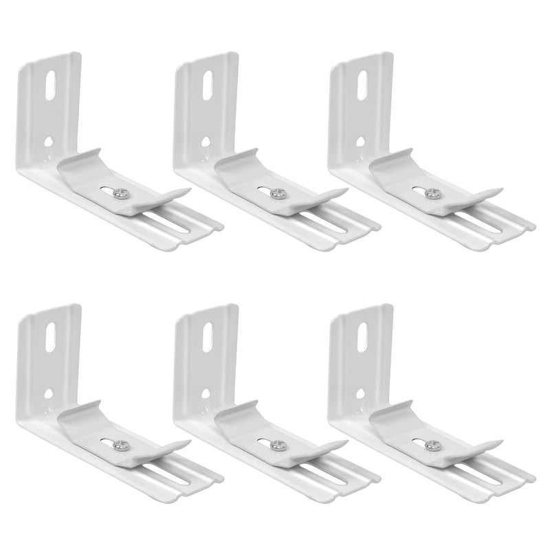 AuRiver 6 pcs Vertical Blind L Bracket Vertical Blind Bracket Clips 3 inch Length for Vertical Blinds with Headrail Width 1-1/2"(38mm) Bracket Clips Outside Mounting White Bracket+White Clip