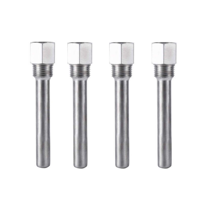Oumefar 4PCS Thermowell, Stainless Steel Thermowell 1/2 inch NPT Threads Temperature Sensors, Thermometer Instruments Thermowell for Homebrew Brewing Beer Fermenter(3PCS)