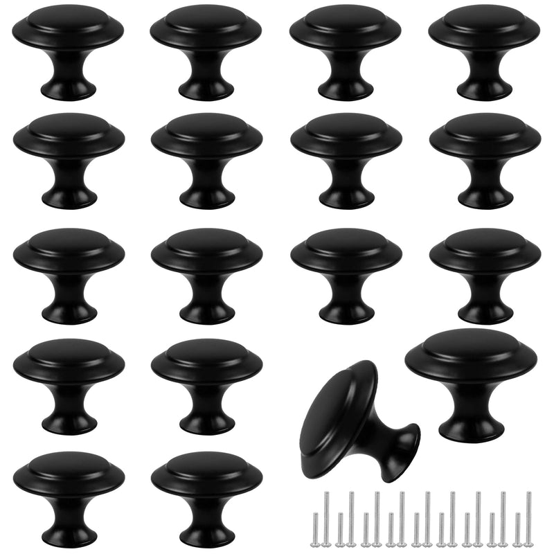 Romeda 18 Pieces Drawer Knobs, 30mm Black Cabinet Knobs, Drawer Pulls and Knobs, Dresser Knobs, Kitchen Knobs, Dresser Drawer Knobs, Knobs for Cabinets with Screw Round-type Black