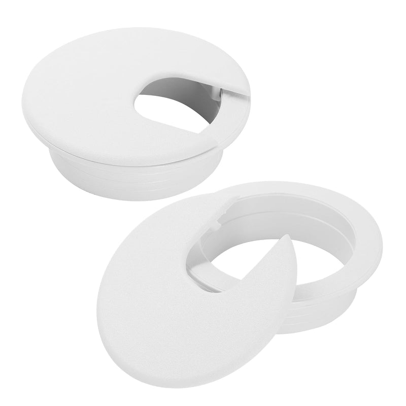 2" White Desk Grommet, JTemgle Plastic Cable Hole Cover Computer Table Cord Wire Organizer Caps Desktop Cord Management for Home Office TV Stands Tabletops, 2 Pieces 2" / 50mm