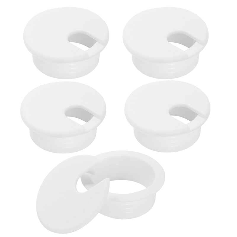 1-1/2" White Desk Grommet, JTemgle Plastic Cable Hole Cover Computer Table Cord Wire Organizer Caps Desktop Cord Management for Home Office TV Stands Tabletops, 5 Pieces 1-1/2" / 38mm