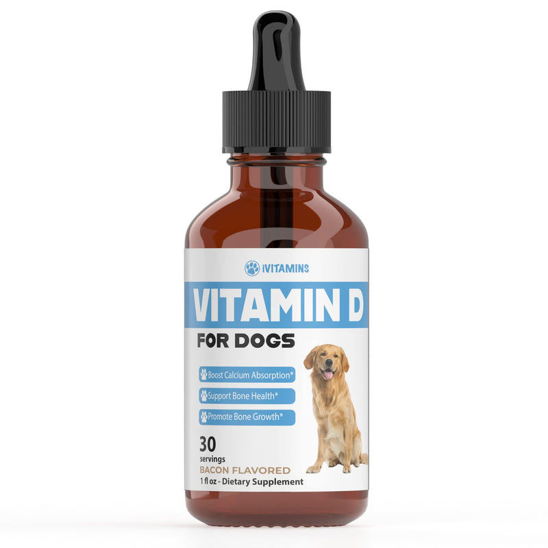 Vitamin D for Dogs | Vitamin D Supplements for Dogs | Vitamin D Dog | Dog Vitamins | Dog Vitamins and Supplements | Dog Vitamins Multivitamin | Vitamins for Dogs | 1 fl oz: 30 Servings | Bacon Flavor - PawsPlanet Australia