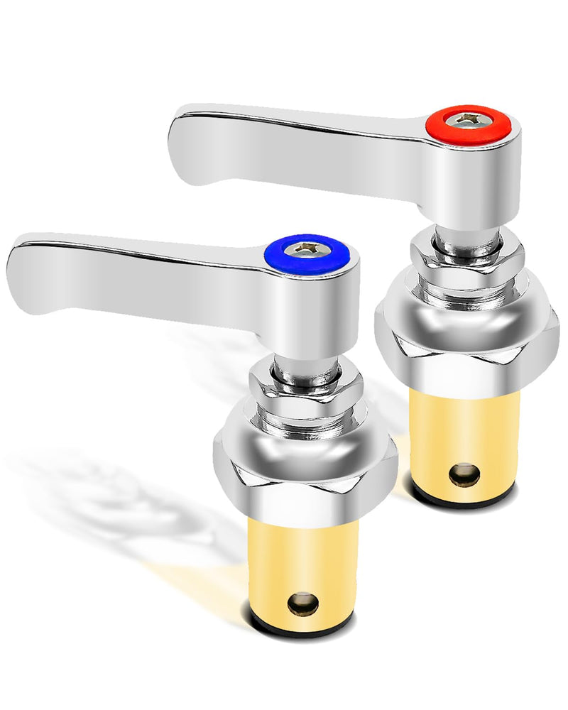 Handle Stem Assembly Fits for T&S Brass Faucets Replace 002713-40 002714-40, Blue Cold and Red Hot Side Spindle Assembly Valve Replacement Part