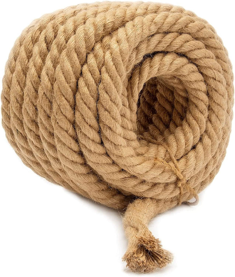 Jute Rope Garden Twine String Indoor and Outdoor DIY Twisted Manila Rope Home Decor Crafts for Gardening Thick Rope Natural Nautical Nemp Strong Jute Rope (25, 1/4 inch (6mm)) 25.0 Feet 1/4 inch (6mm)