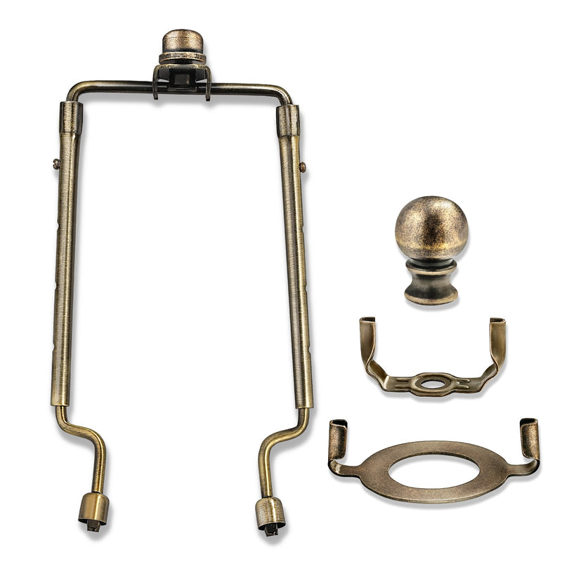 7 8 9 10 inch Lamp Shade Harp Holder,Antique Brass Lamp Harp Kit,Fit Both Standard Lamp Rod and E26 Light Base UNO Fitter Adapter,with 2 Shade Attaching Finial Top (Bronze Color - 1 Set) Bronze Color - 1 Set - NewNest Australia