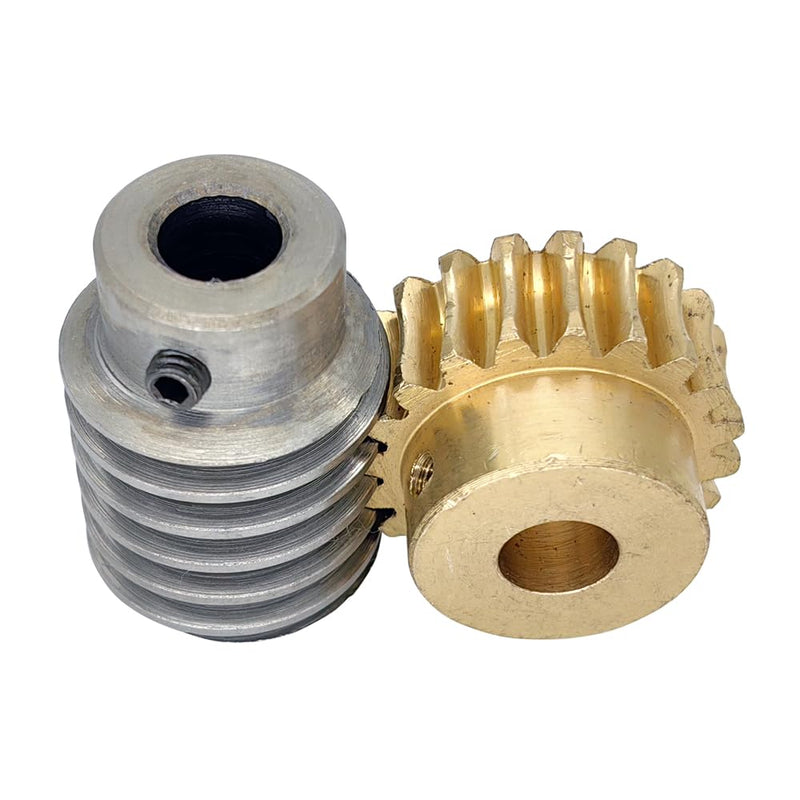 Worm Gear Set 1.5M-20T 20:1 Ratio 1.5 Mod Carbon Steel Rod Shaft 20Teeth Brass Gear Wheel Reduce Transmission Part (Gear-15mm, Rod-15mm Bore) Gear-15mm