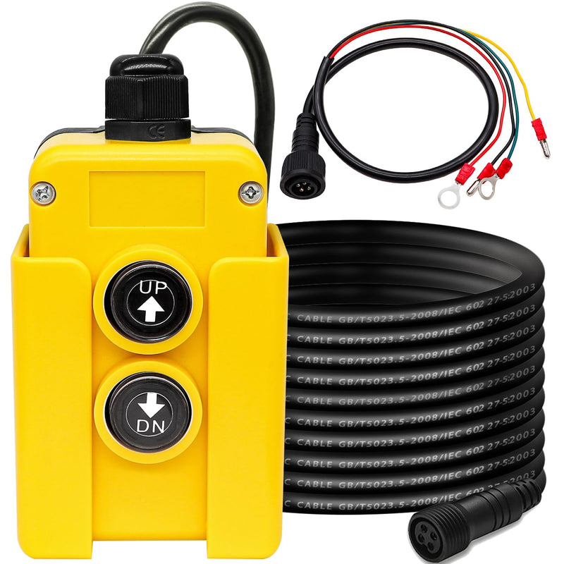 Taiss 4 Wire Dump Trailer Remote Control Switch 12V DC Dump Trailer Controller,Industrial Pushbutton Switches Up Down Control Switch for Truck Lift Unloading Trailer Tipper F-G018-4W