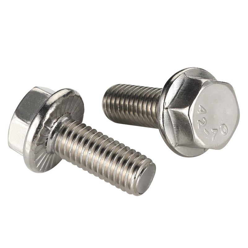 1/4-20 x 1 Flanged Hex Head Bolts Flange Hexagon Screws, Stainless Steel A2, DIN 6921, 25 PCS 1/4-20 x 1"