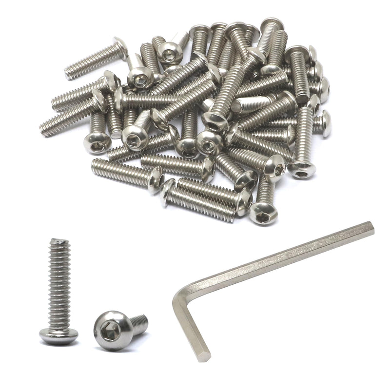 iexcell 50 Pcs 1/4-20 x 1 Stainless Steel 304 Hex Socket Button Head Cap Screws Bolts Kit 1/4-20 x 1"