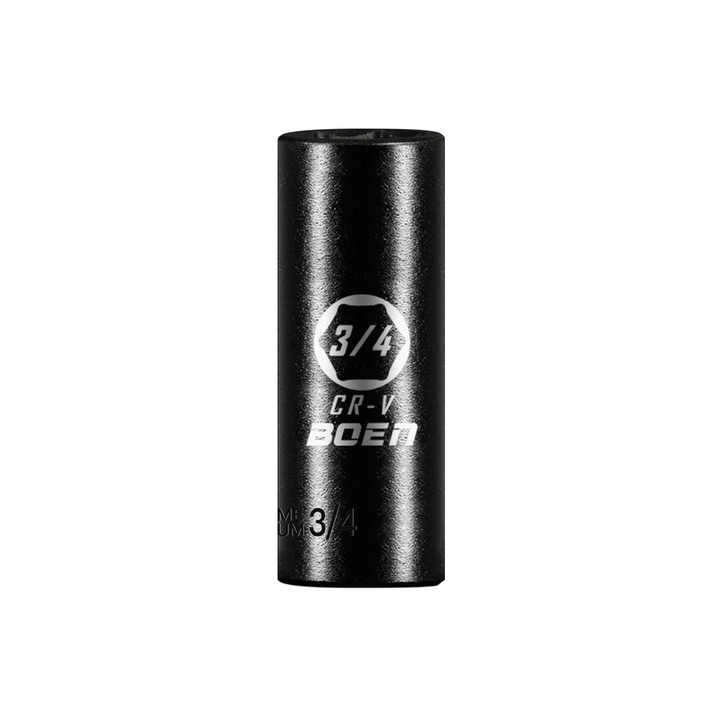 BOEN 1/2" Drive Deep Impact Sockets, Premium Impact Socket, 3/4 Inch Socket, SAE, 6 Point, Cr-V Steel with Laser Marking - Strong and Durable