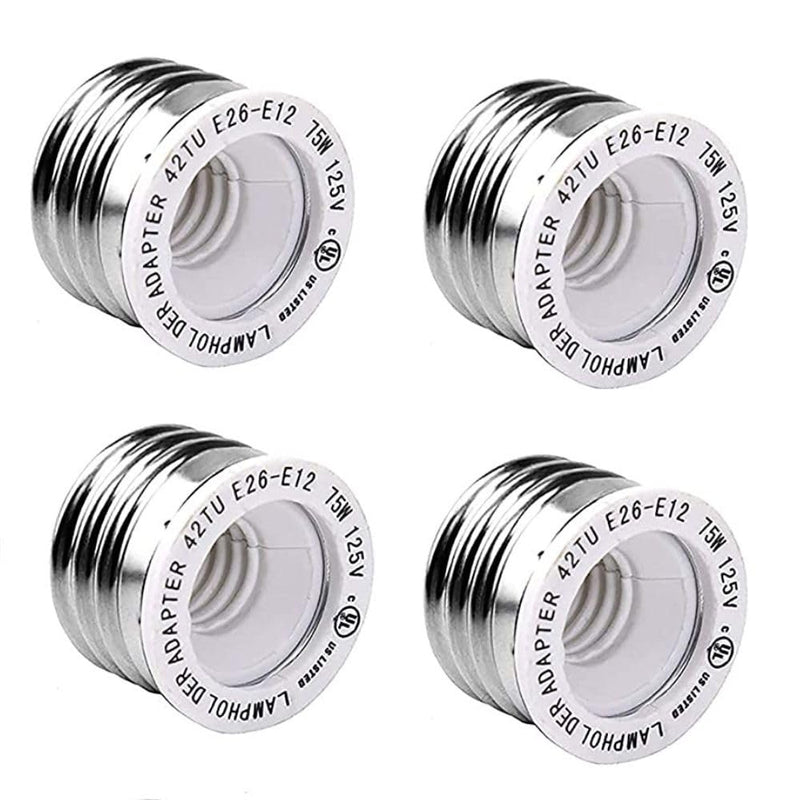 4-Pack LED E26 to E12 Bulb Light Socket Adapter, Medium to Candelabra Screw Bulb Socket, Perfect Solution for Bulb-to-Fixture Compatibility 1 - NewNest Australia