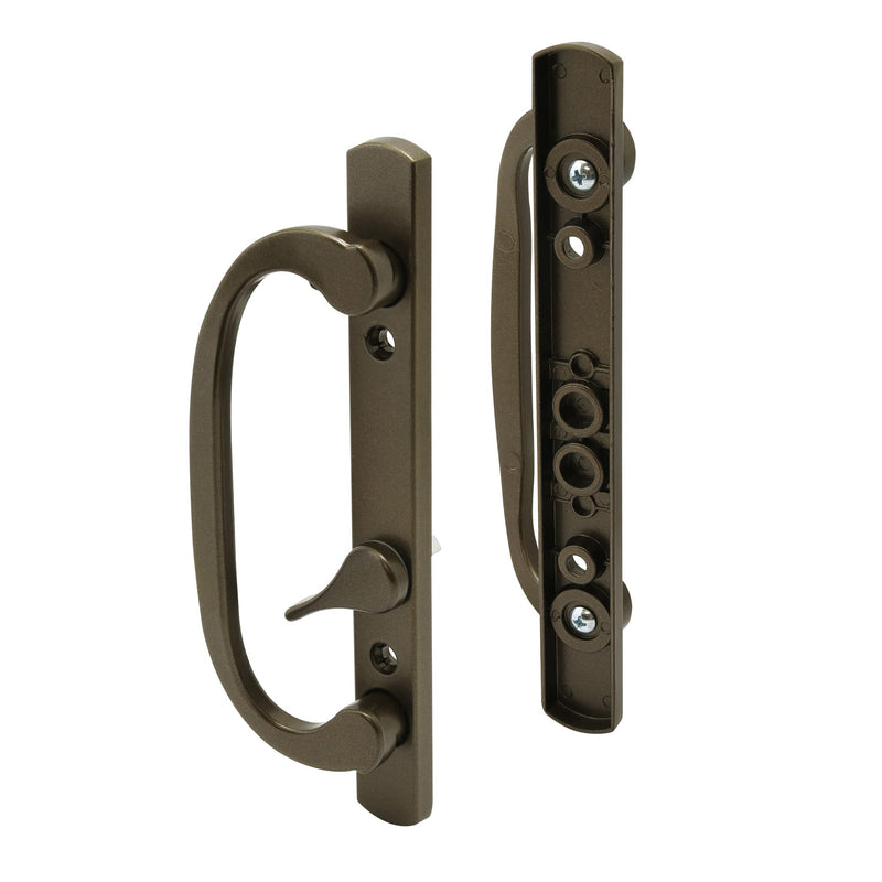 Prime-Line C 12807 Mortise Style Sliding Patio Door Handle Set - Replace Old or Damaged Door Handles Quickly and Easily – Bronze Diecast, Non-Keyed, Fits 3-15/16” Hole Spacing (1 Set)