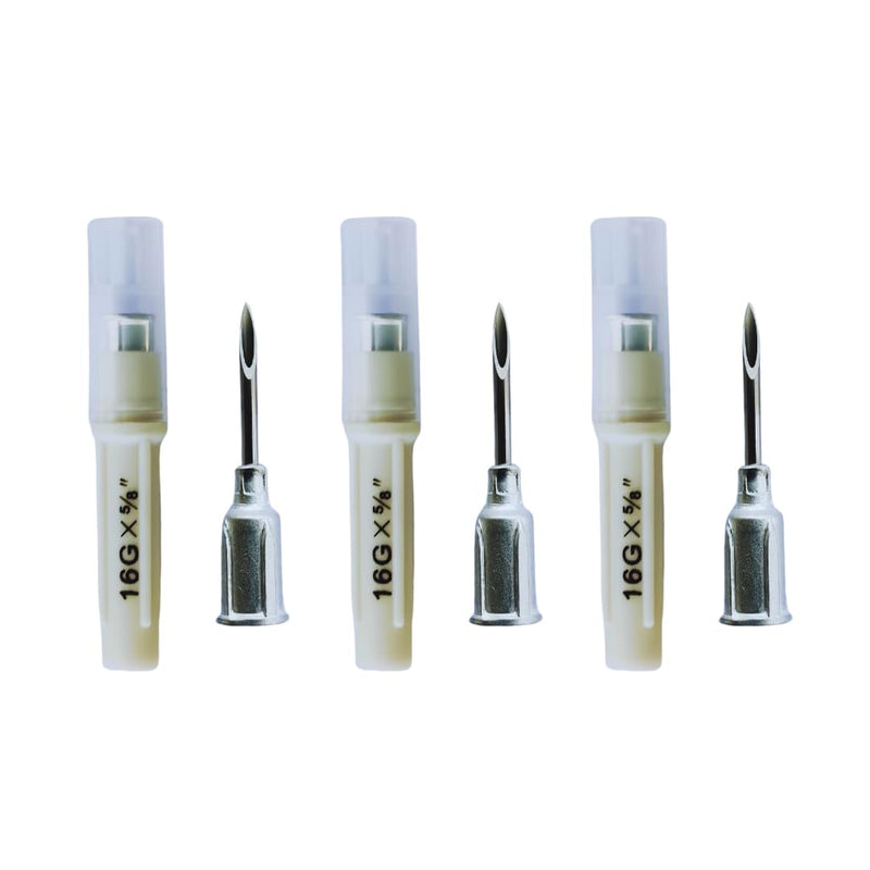 Veterinary Aluminum Hub Needle, 16G x 5/8 inch (16 mm), Individual Sheath, 100 per Box, AHN1616