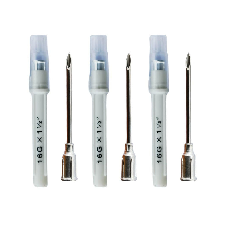 Eli-Vet Veterinary Aluminum Hub Needle, 16G x 1 1/2 inch (38 mm), Individual Sheath, 100 per Box, AHN1638