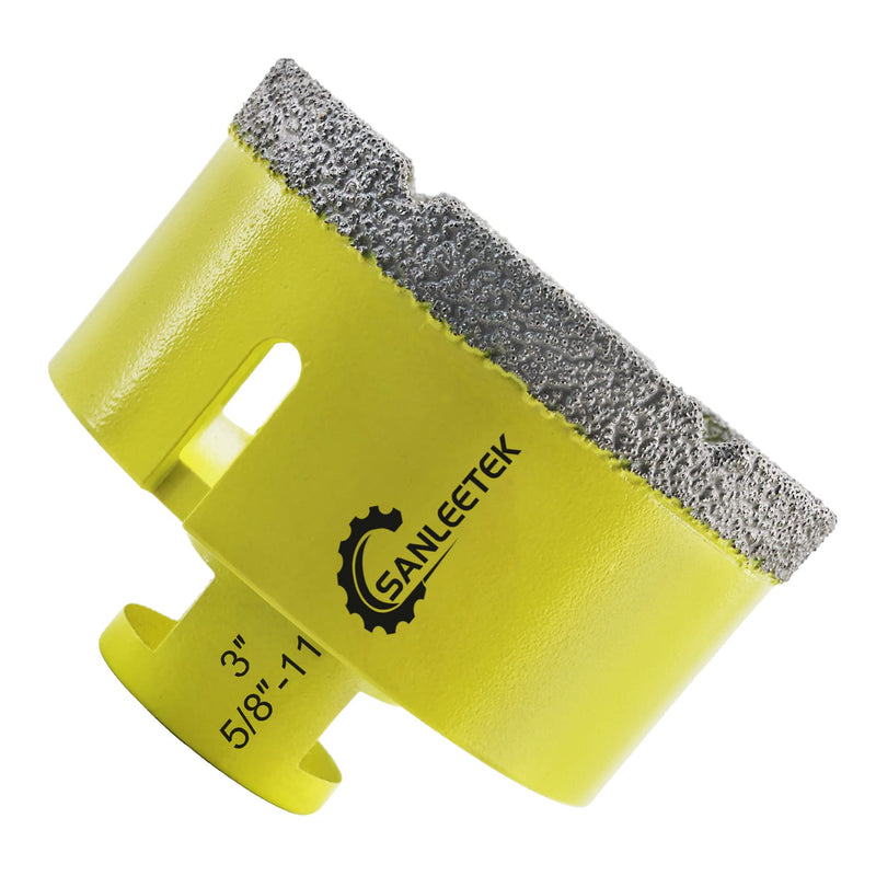 Diamond Tile Drill Bits 3"(75mm) SANLEETEK Vacuum Brazed Diamond Hole Saw for Ceramic Porcelain Marble Granite 5/8"-11 Thread 3"(75mm)