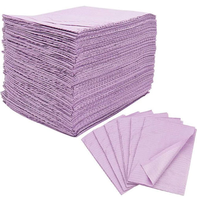 125Pack Disposable Dental Bibs, 13"x18" Dental Bibs, 3-Ply Waterproof Tattoo Bibs for Tattoo Table, Salon Tray, Dental Tray Covers, Tattoo Nail Art Tray Cover Mayo Stand Dental Bibs (Purple) Purple - NewNest Australia