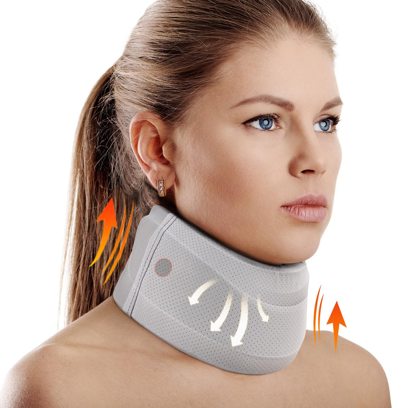 Neck Brace for Neck Pain and Support, Soft Neck Support Relieves Pain & Pressure in Spine for Women & Men, Wrap Align Stabilize Vertebrae Foam Cervical Collar for Sleeping (Grey, M, 3.5" Depth Collar) Grey M, 3.5" Middle Height