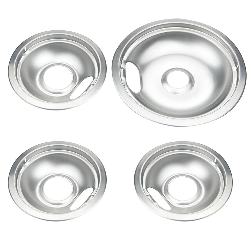 Stove Burner Covers,Chrome Replacement Drip Pans for Frigidaire Kenmore 316048413 and 316048414,4 pcs (3x6" and 1x8") drip pan 31