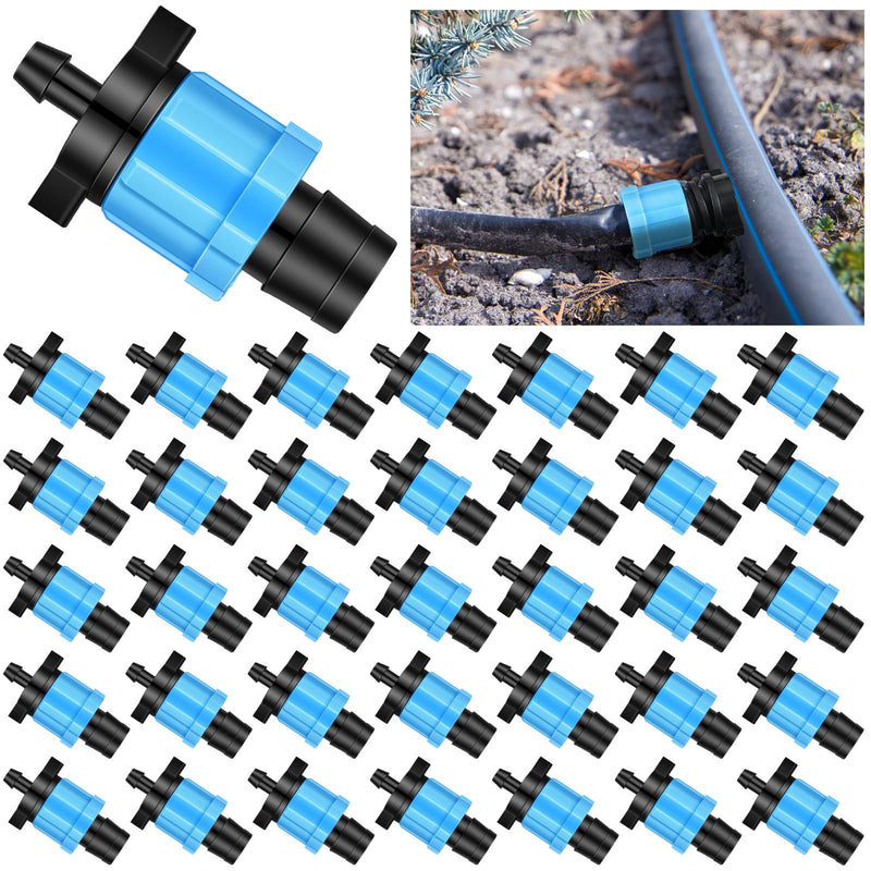 Frienda 50 Pcs Drip Tape Connector, Drip Tape Fittings, Drip Irrigation Tubing Coupling Barbed Locking Fitting Kit, Drip Irrigation Tools Twist Locks 1/4" Barb for 5/8" Drip Tape Sprinkler