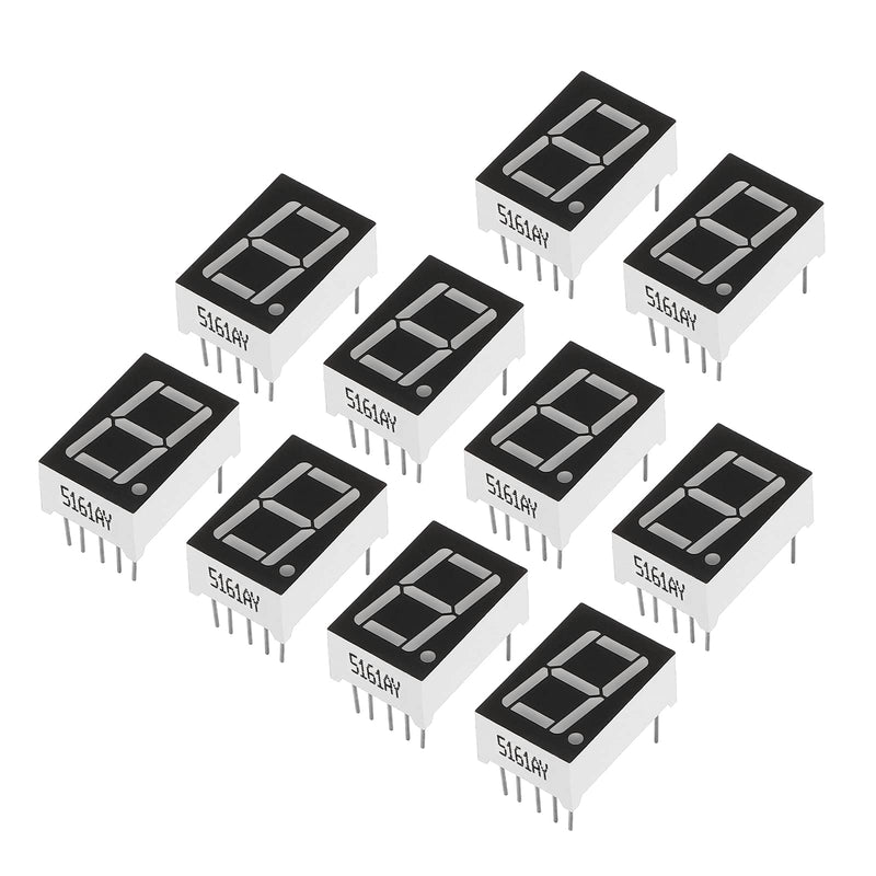 PATIKIL LED Display Digital Tube, 20 Pack Common Cathode 7 Segment 10 Pin 1 Bit 2.1V 0.56" Digit Height LED Display Module for Electronic Driver Board, Yellow