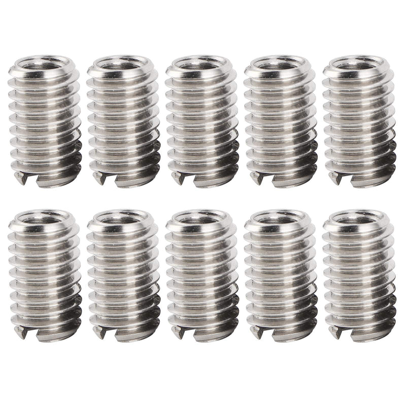10pcs Threaded Insert for Hard-Wood,Female M4x0.7 Male M6x1.0 Stainless Steel Thread Inserts Installation Tool for Furniture, Cabinets, Displays, and More. M4*0.7–M6*1.0(Length 10mm)