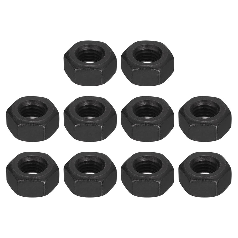 uxcell 1/4-28 UNF Hex Nuts, Carbon Steel Grade 8.8 Black Oxide Hexagon Nut for Screw Bolt, 10 of Pack