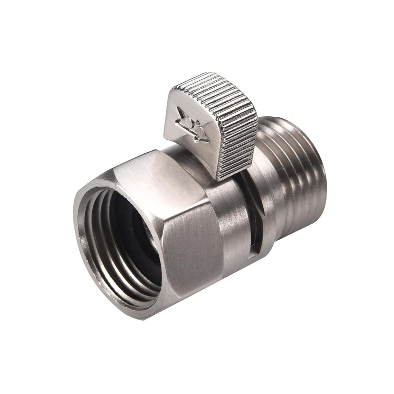 Brushed Nickel Water Flow Control Valve, 1/2" Shower Head Flow Control, Brass Shut Off Valve for Handheld Shower, Water Pressure Regulator Replacement Brushed Nickel