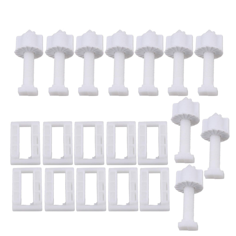 Etfbuy 5Pairs Rectangular Seat Hinge Bolt Screws Plastic Fixing Hinge with Nut and Washer Split Toilet Replacement Parts
