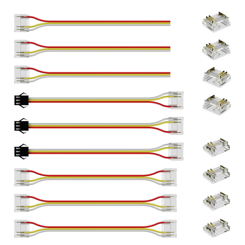 PAUTIX 12mm Connectors for RGB Smart IC COB LED Strip Light,3-Pin Solderless Terminal Connection Kit,Dual-End Extension Connector,Strip to Male Plug Connector,Gapless Connector,Strip to Wire Connector Connector Kit