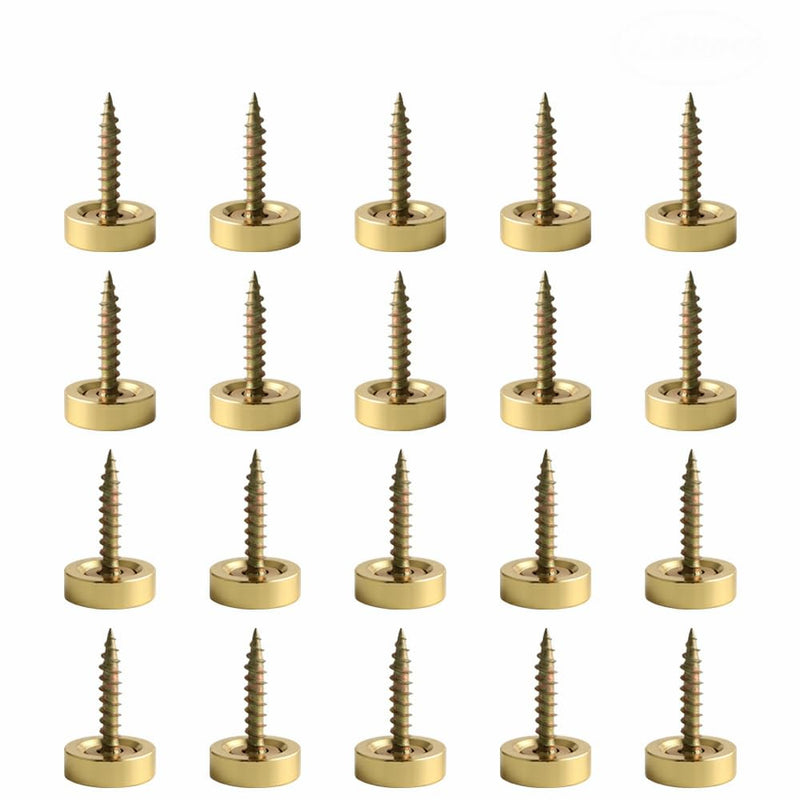 Alise Brass Screw Covers Caps,Decorative Mirror Screws Cap Nails,16mm Dia Upholstery Screws Head Covers,ZS007G-20P Gold Finish,Pack of 20 15.5mm