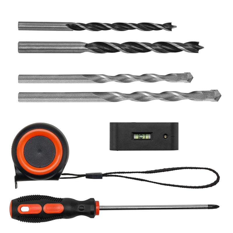 Mount-It! Universal TV Mount Installation Kit, 7-Piece Set Includes 2 Wood Drill Bits, 2 Concrete Drill Bits, 1 Stud Finder with Bubble Level, 1 Tape Measure, 1 Philipps Screwdriver
